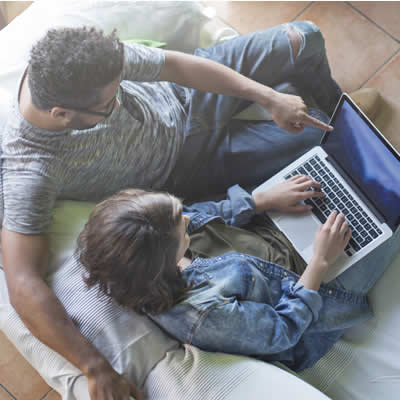 couple looking at computer